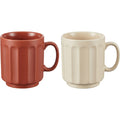 Zexan Fluted Ceramic Coffee Mug Set of 2 250 ml Clay and Cream - Product view